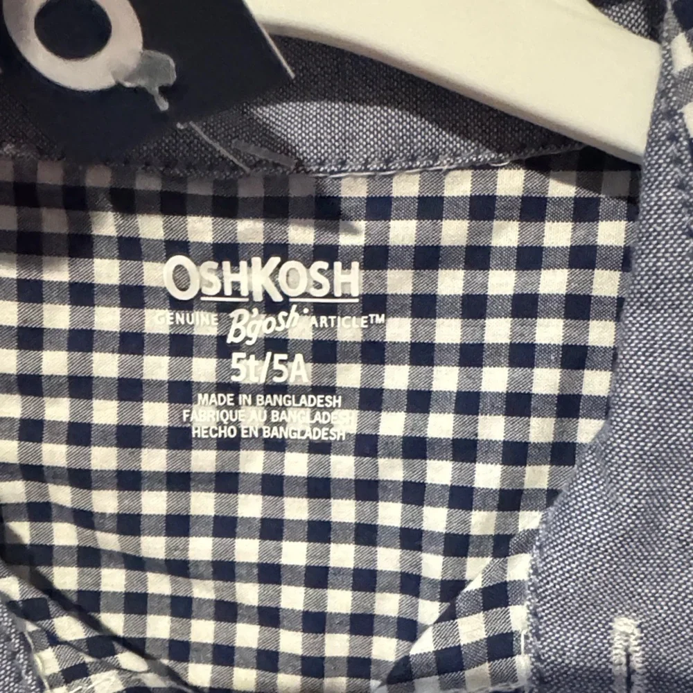 Size 5T OshKosh B'gosh Kids Gingham Shirt - Blue and White